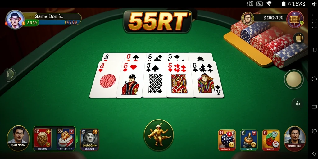 Screenshot gameplay 55RT menampilkan aksi seru permainan Domino.