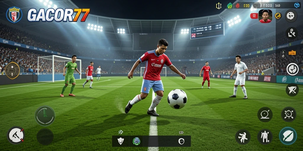 Tampilan menarik dari gameplay sepak bola GACOR77.