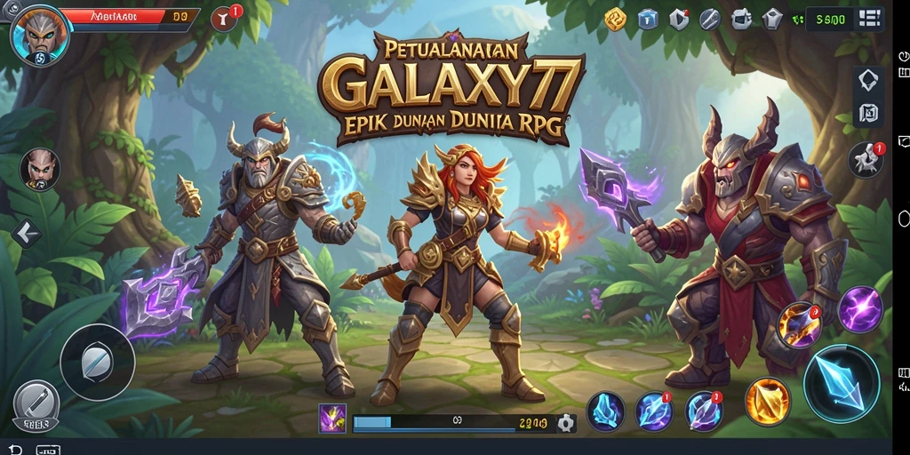 Screenshot gameplay menampilkan pertarungan epik dalam GALAXY77.