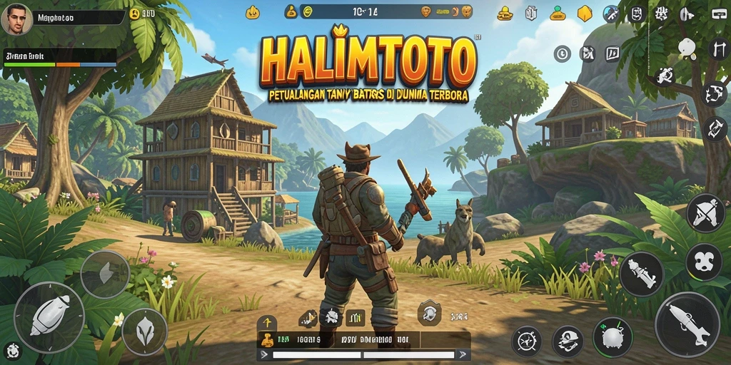 Screenshot gameplay HALIMTOTO yang menunjukkan eksplorasi dunia terbuka.