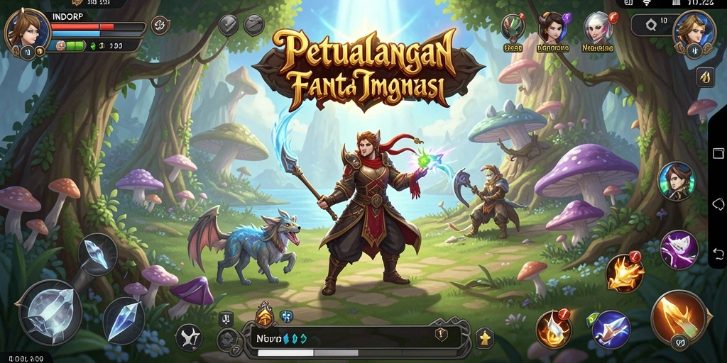 Tampilan gameplay RPG INDORP dengan pertarungan yang intens dan karakter unik.