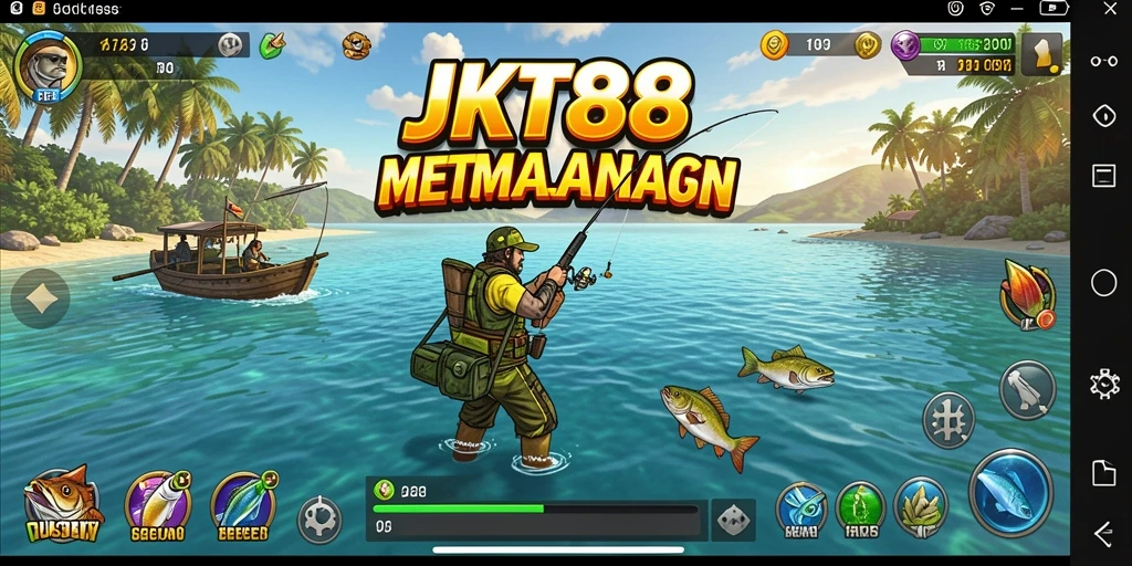 Screenshot gameplay JKT88 yang menampilkan aksi seru memancing ikan.