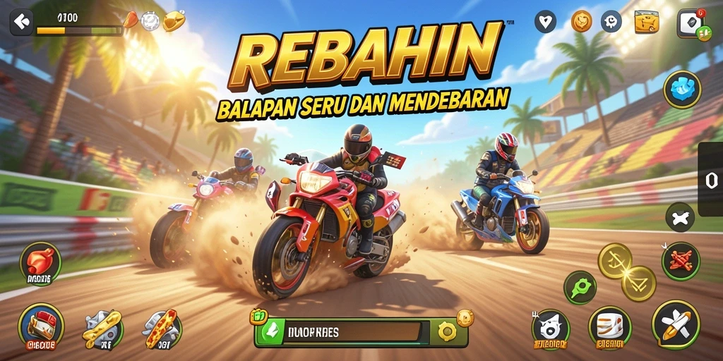 Gameplay seru dalam balapan mobil REBAHIN yang mendebarkan.