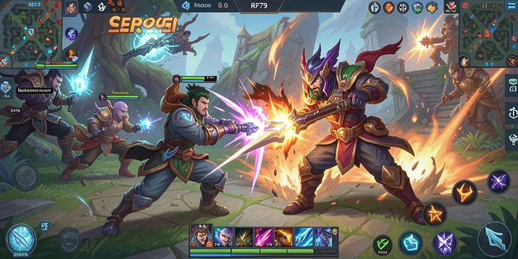 Screenshot menampilkan aksi seru dalam gameplay MOBA RP79.