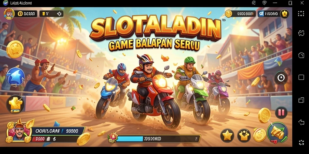 Tampilan gameplay SLOTALADIN yang menegangkan di lintasan balap.