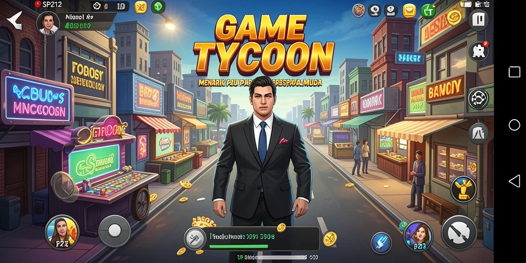 Screenshot gameplay SP212 menampilkan pengelolaan bisnis yang seru.