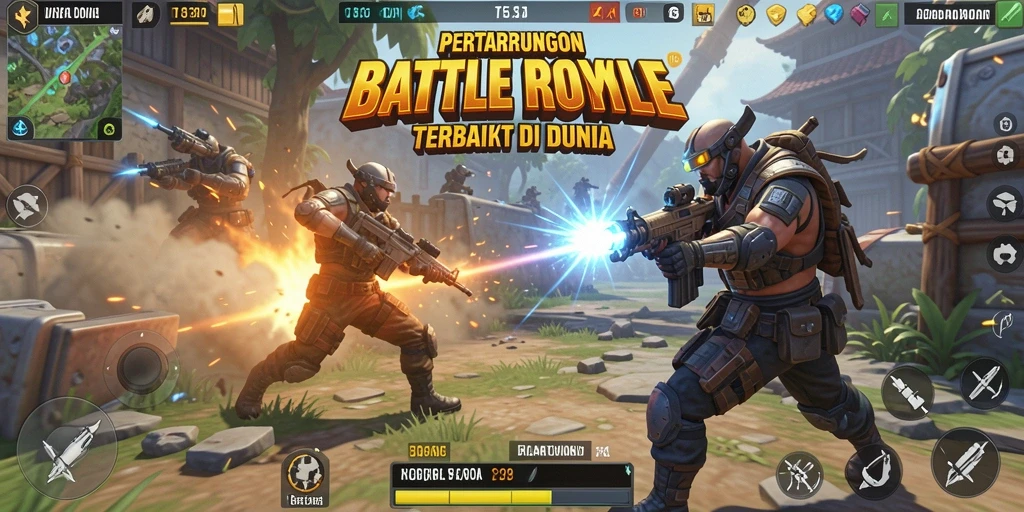 Screenshot utama T6 menampilkan aksi seru di arena Battle Royale.